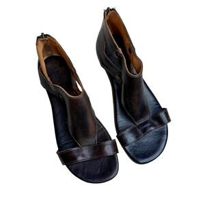 BED STU Soto Sandals Black Lux Distressed Leather Size 10